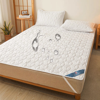 Waterproof Mattress Protector — Breathable, Noiseless Cover Pad with 4 Elastic Corners, Fits Up to 40cm Deep