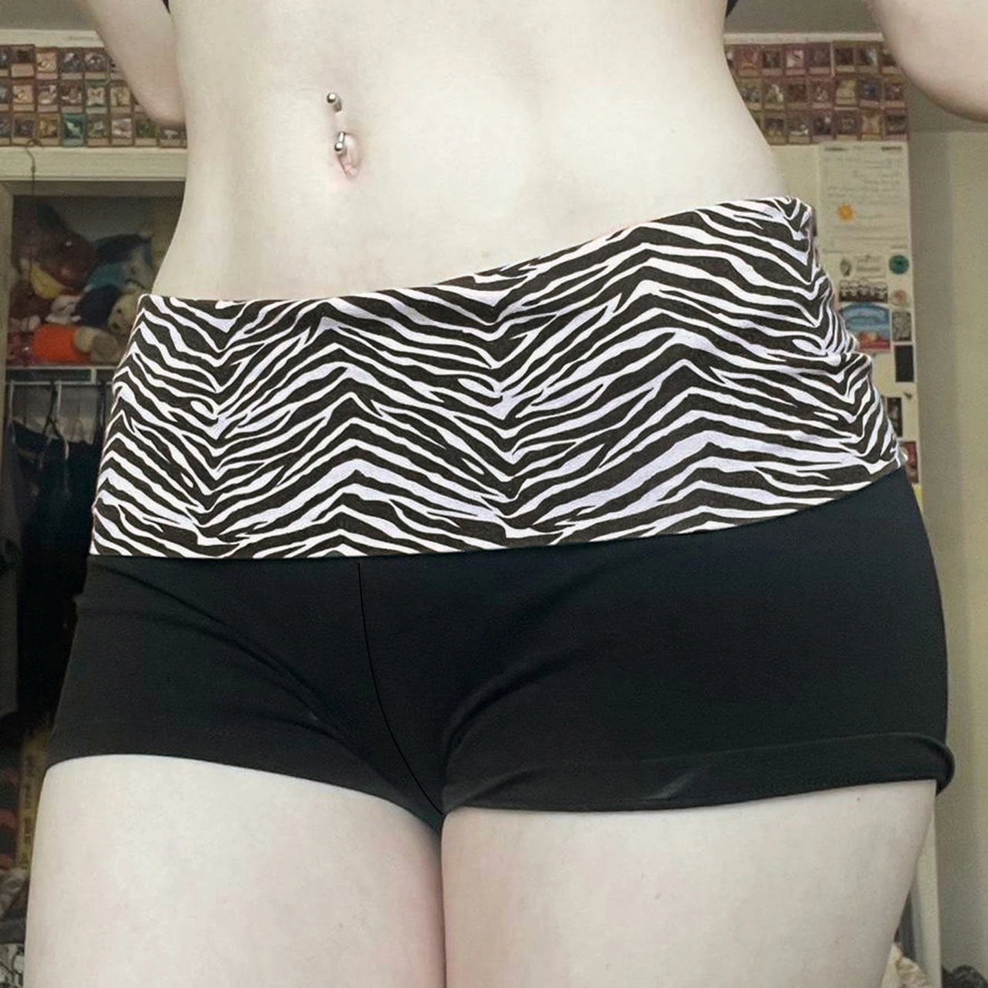 Y2K Zebra Print Mini Shorts - Low Waist Stretch Harajuku Casual Summer Bottoms