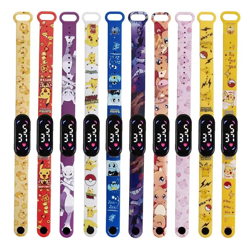 Pokemon Kids LED Watch — Pikachu Digital Anime Silicone Wristband with Puzzle Gift Box, Creative Birthday Gift