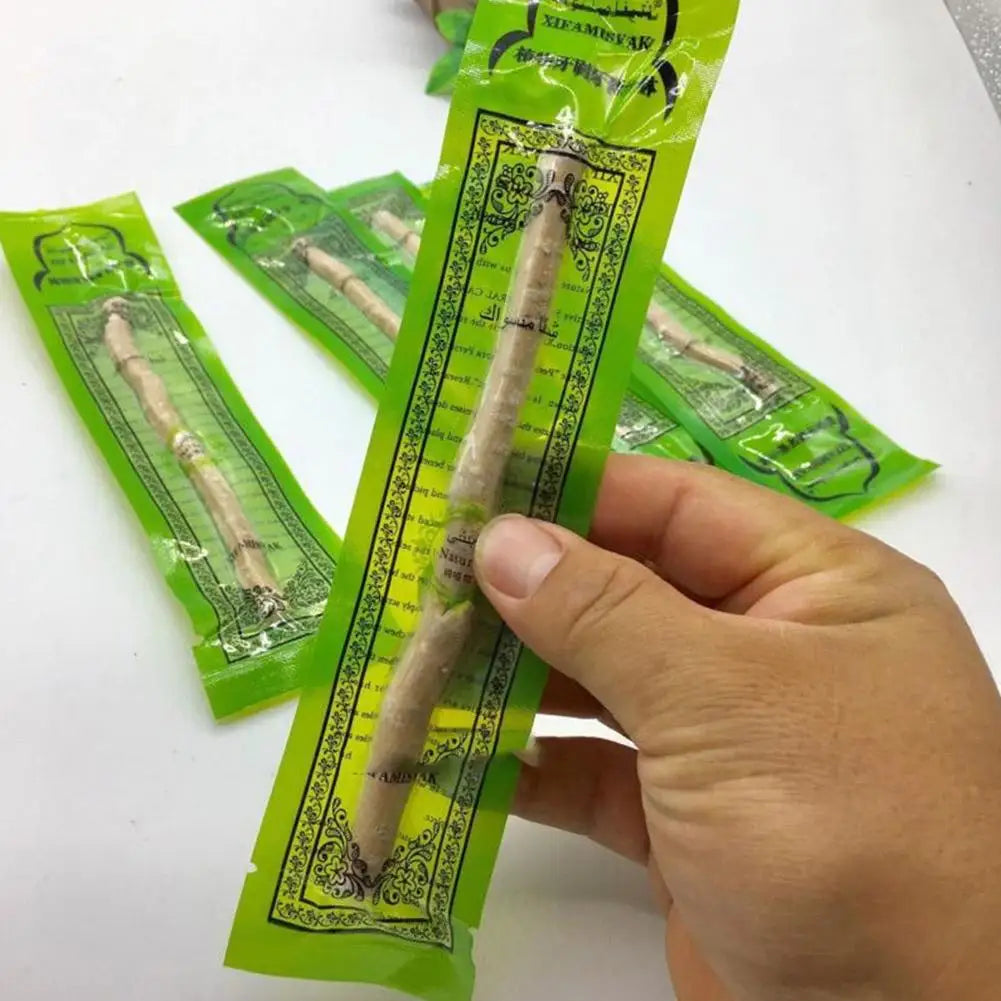 Natural Miswak Siwak Toothbrush - Traditional Arak Stick Manual Teeth Cleaning & Travel Oral Care Tool