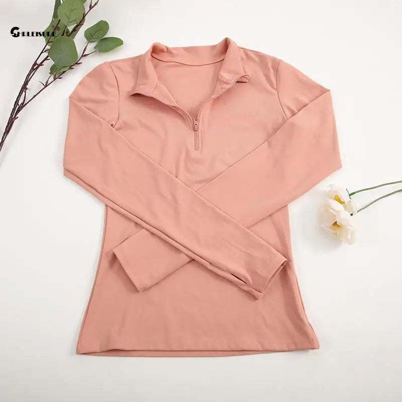 Elevate Your Yoga: CHRLEISURE Long Sleeve Half-Zip Yoga Shirt - Thumbholes, Elastic & Breathable Fitness Blouse for Women Activewear