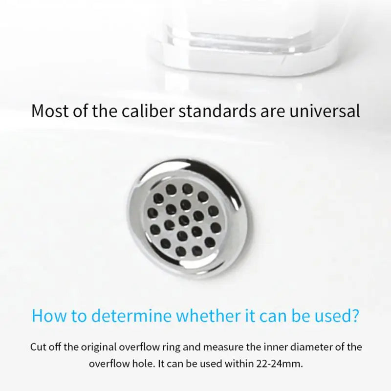 Round Ring Overflow Cover for Bath Sink – Plastic Tidy Trim for Ceramic Basin, Bathroom Sink Replacement Part