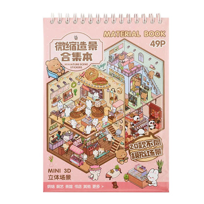 3D Cabin Scene Sticker Book - Layered Cartoon Scene Stickers for DIY Crafts, Creative Play, and Collecting