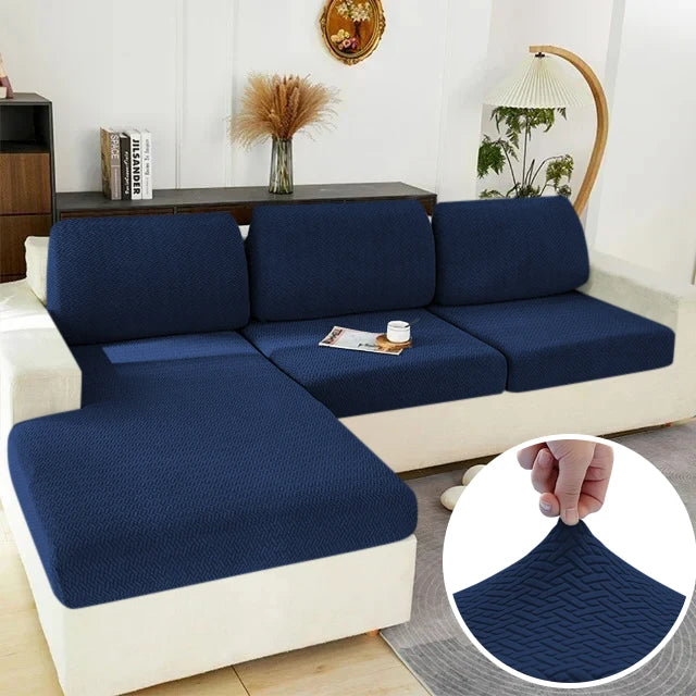 Elastic Jacquard Sofa Cover – Solid Grey Washable Seat Cushion Slipcover Furniture Protector for Sectional Living Room Sofa