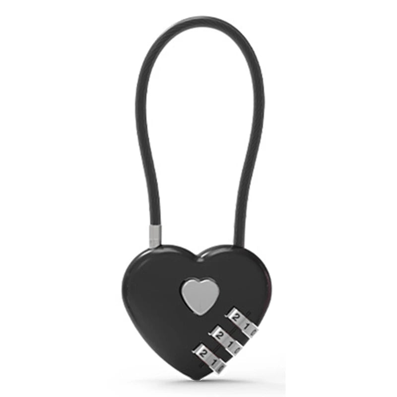 Zinc Alloy Mini Heart-Shaped Password Padlock – Wire Rope Travel Luggage and Package Lock (L9BE)