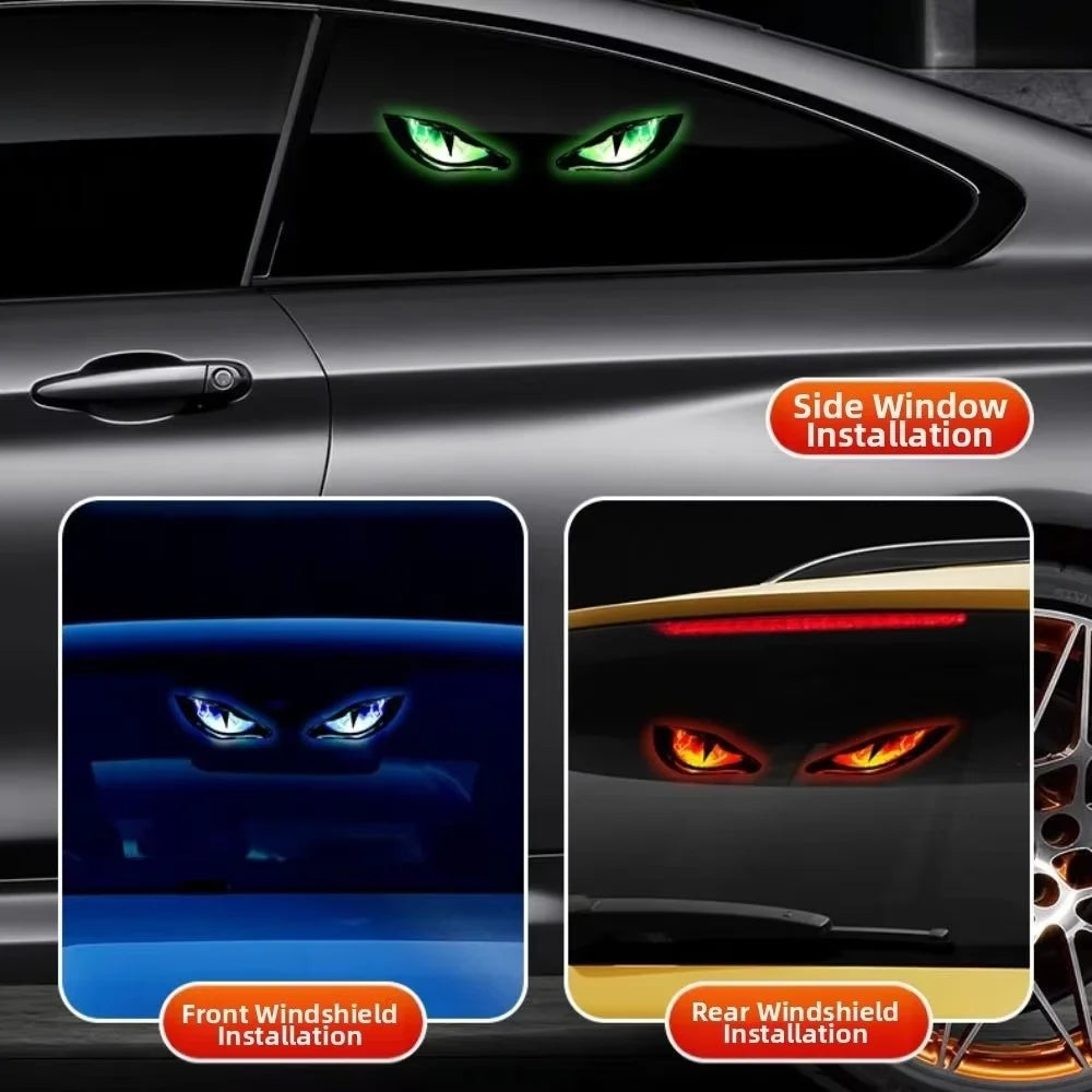 KEVANLY Solar Demon Eye Car Light - Dynamic Flashing Safety Warning & Vehicle Signal Light