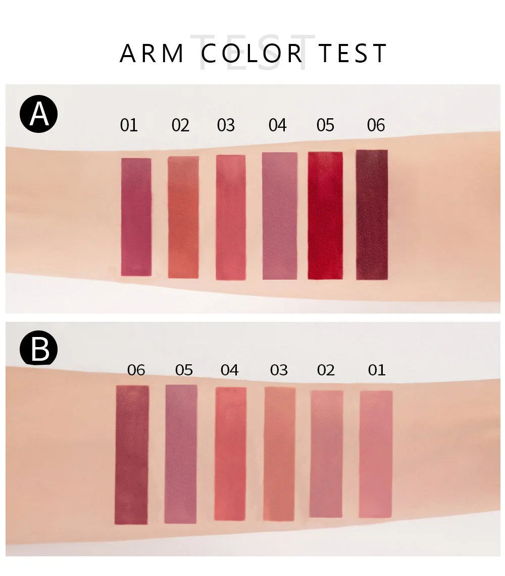 HANDAIYAN 6-Piece Matte Lipstick Set – Waterproof, Long-Lasting, Non-Stick Cup Korean Makeup for Women