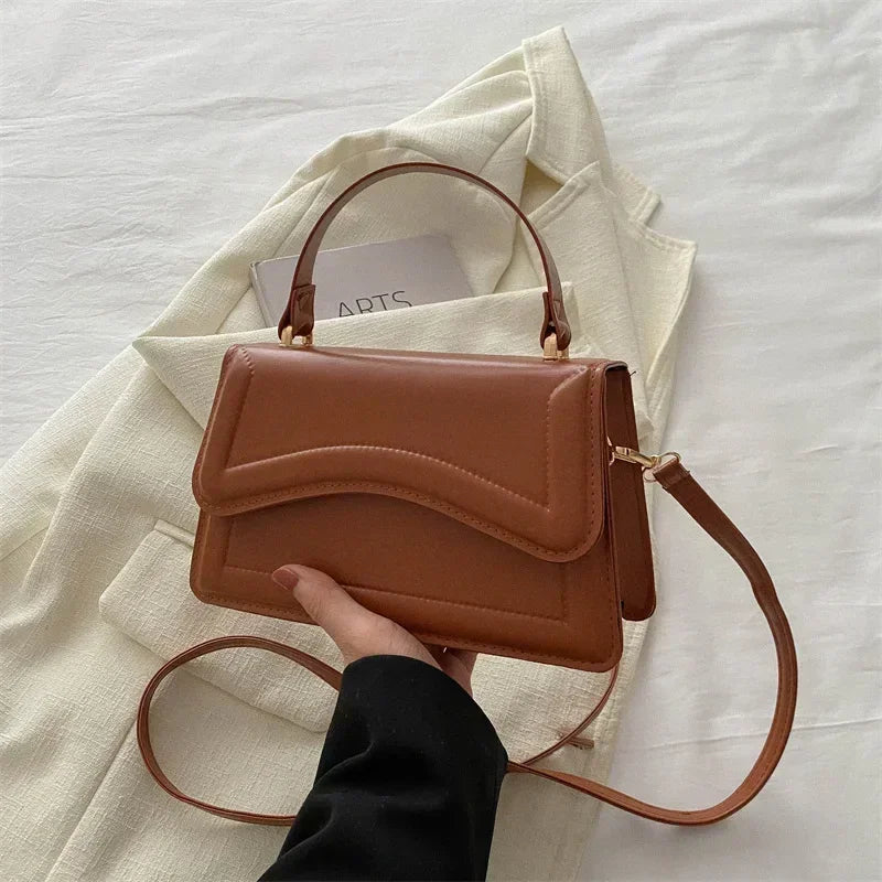 Women's PU Leather Crossbody Handbag – Solid Color Shoulder Purse & Small Messenger Tote Bag