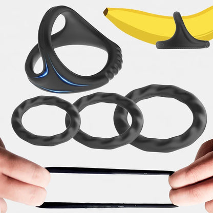 3PCS Durable Silicone Cock Rings – Penis Enlargement, Delay Ejaculation & Scrotum Lock Rings for Men Adults