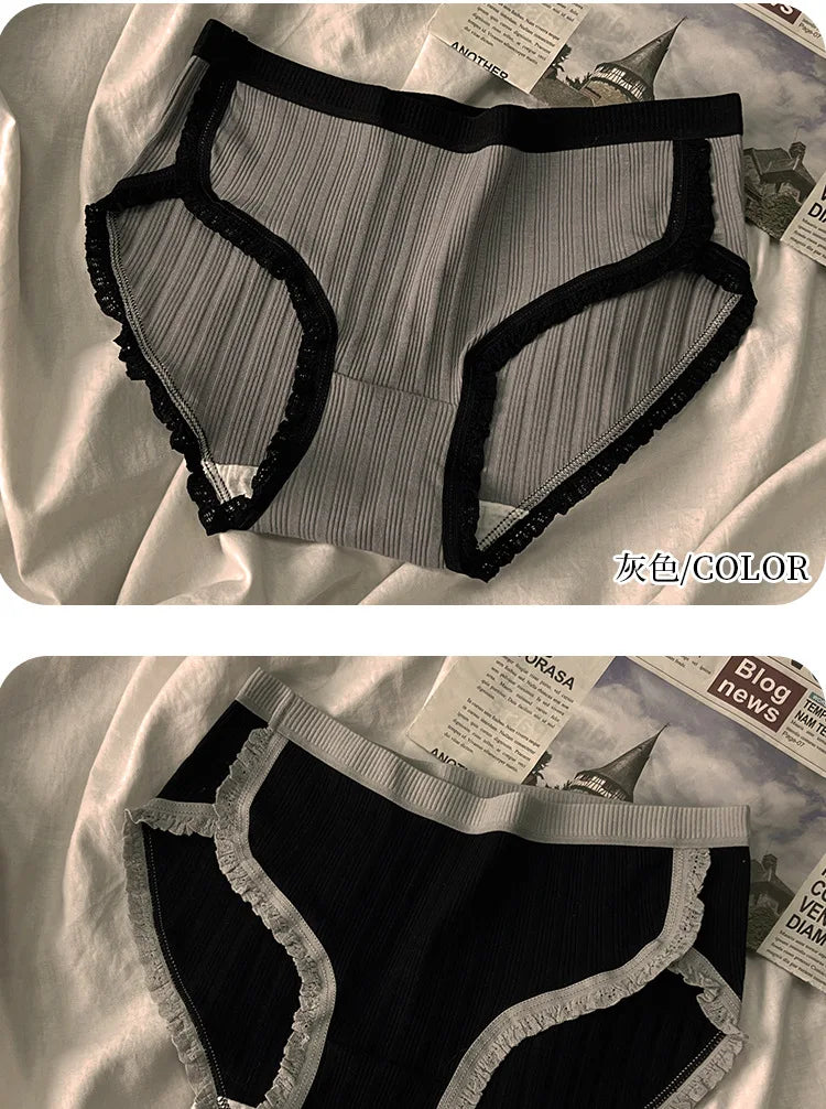3-Piece Women’s Cotton Panties Set – Mid-Waist, Breathable Underwear, Solid Color Briefs, Sexy Lingerie for Girls
