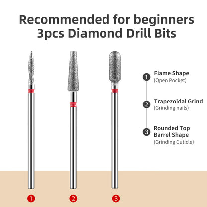 8PCS Diamond Nail Drill Bit Set – Electric Manicure Milling Cutters for Cuticle Cleaning & Nail Art Drill Accessories