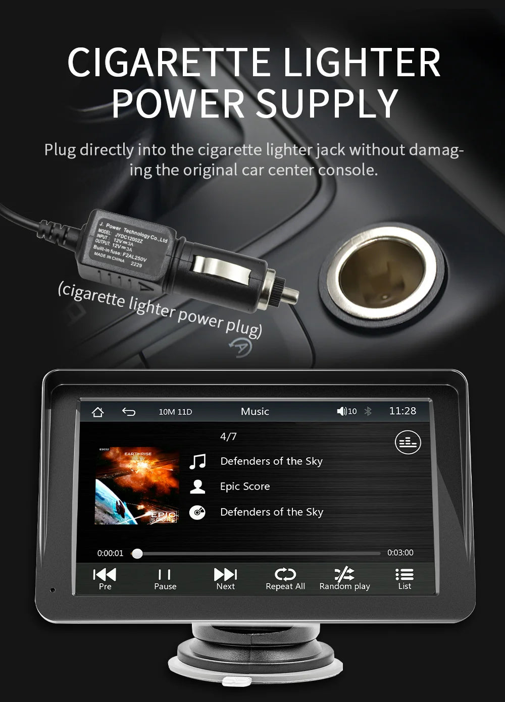 BQCC 7-inch Car Radio Multimedia Player – Wireless CarPlay & Android Auto, Touch Screen with Sun Visor (5300)
