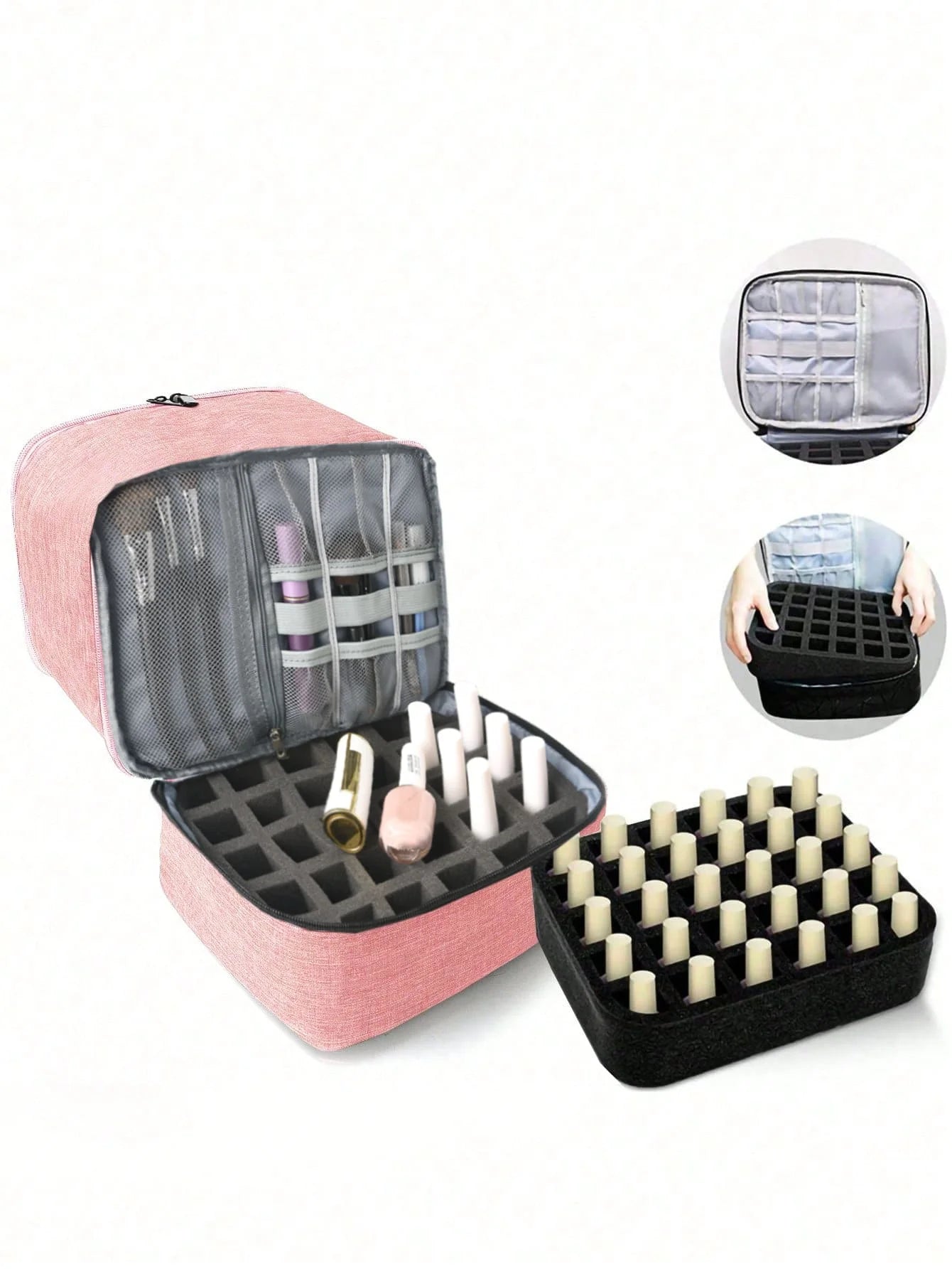 Women's Portable Double-Layer Nail Polish & Essential Oil Storage Bag – Multi-Function Organizer for Travel