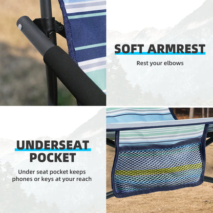 Tisetrail 2-Pack Portable Beach Chairs – Low Back Sling Chairs with Cup Holder, Folding Mesh Sand Chairs for Adults, Lightweight
