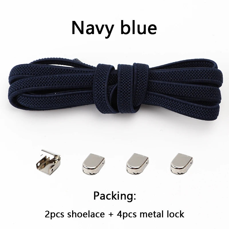 No-Tie Elastic Shoelaces – One Size Fits All Sneakers for Adults & Kids, Flat Tieless Shoestrings