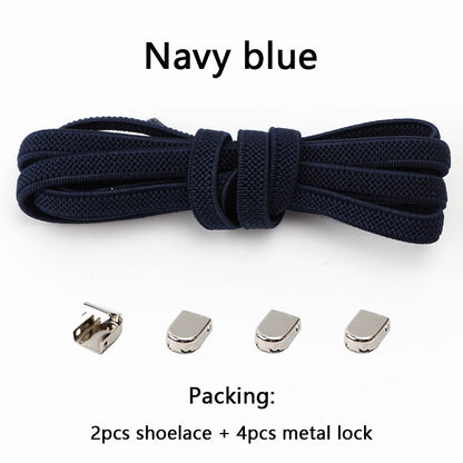 No-Tie Elastic Shoelaces – One Size Fits All Sneakers for Adults & Kids, Flat Tieless Shoestrings