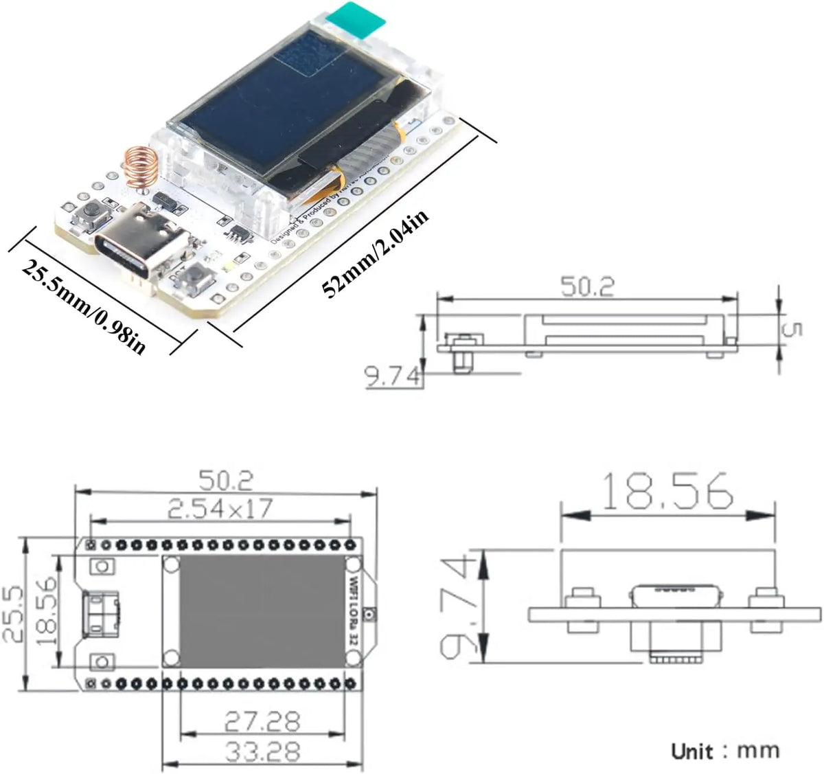 Heltec WiFi LoRa 32 V3 Development Board 2PCS - SX1262 LoRa, 0.96" OLED, WiFi & Bluetooth IoT Kit