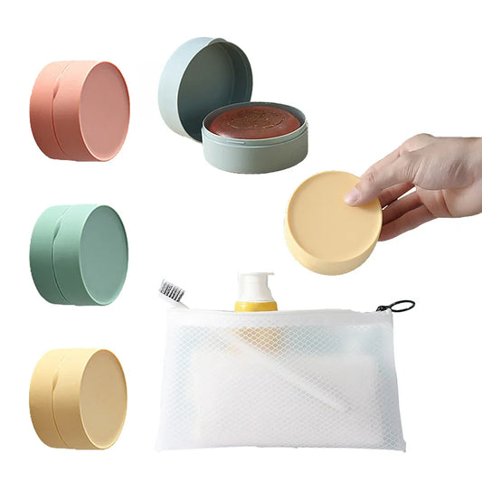 On-the-Go Suds: Round Travel Soap Holder with Waterproof Seal - Bathroom Bliss in a Box!