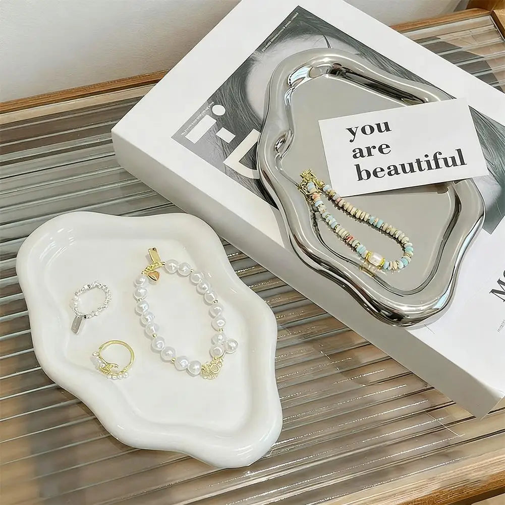 Cloud Shape Jewelry Storage Tray - Plastic Earring & Ring Display Organizer for Women, Photos & Home Decor