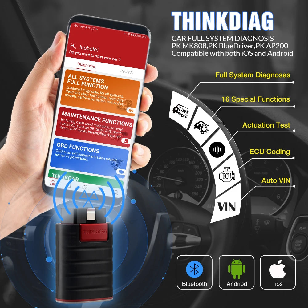 THINKCAR Thinkdiag OBD2 Scanner – Full Software Bidirectional Car Diagnostic Tool