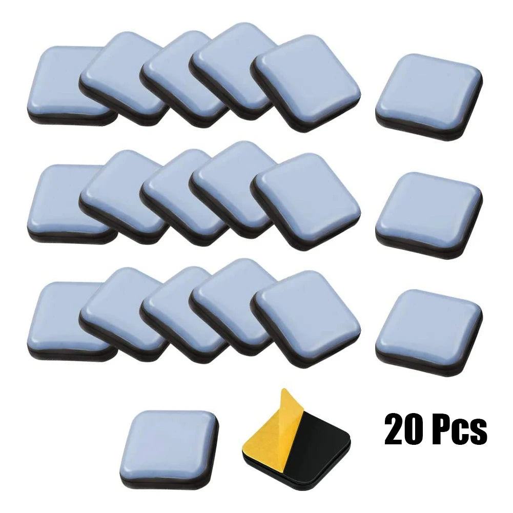 20PCS Feet Glider Sliding Pads – PTFE Square Furniture Sliders for Home, Floor Mover Pads for Household Hardware