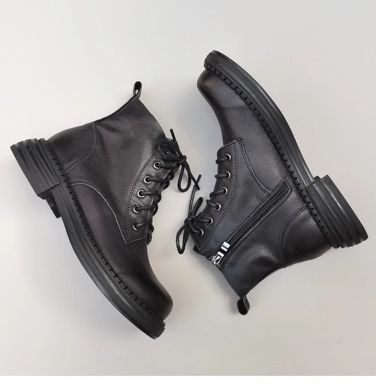 Careaymade 100% Genuine Leather Wide Casual Women’s Short Boots – Big Size, Handmade Men’s Wool Boots
