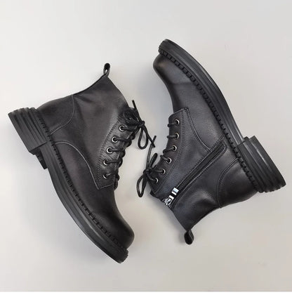 Careaymade 100% Genuine Leather Wide Casual Women’s Short Boots – Big Size, Handmade Men’s Wool Boots