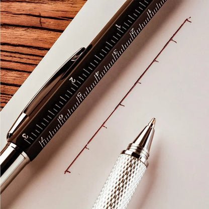 Multi-functional Capacitive Pen with Screwdriver, Spirit Level, Ballpoint Pen - Mobile Phone Screen Touch Gadget and Construction Tool