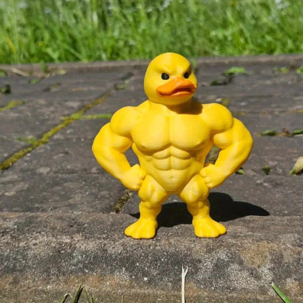 Muscle Duck 3D Statue – Cute Whimsical Desktop & Bookshelf Figurine, Indoor/Outdoor Home Decoration Accessory