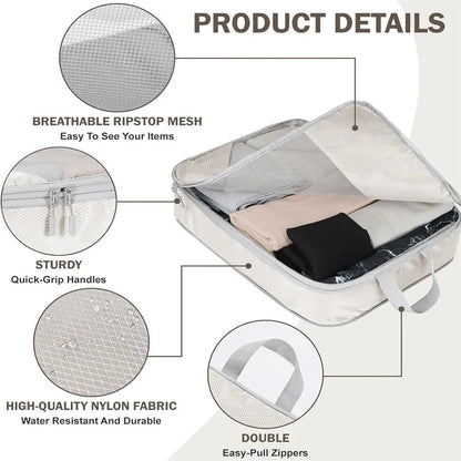 Travel Storage Bag Set – Compressible Waterproof Packing Cubes & Foldable Luggage Organizer for Carry-On