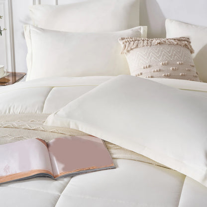 7-Piece Queen Bed-in-a-Bag Comforter Set — Solid Geometry Comforter, Sheets & Pillowcases, Stylish Bedroom Gift