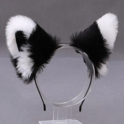 Lolita Animal Cat & Fox Ear Hair Hoops — Cosplay Faux Fur Hairband for Girls, Halloween Anime Headwear Accessory