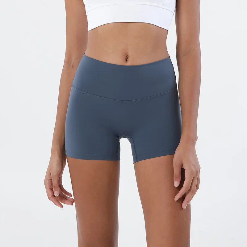 GymHUB High Waist Hip Lift Yoga Shorts – Women’s Quick Dry Peach Nude 3/4 Fitness Leggings for Running & Gym Training
