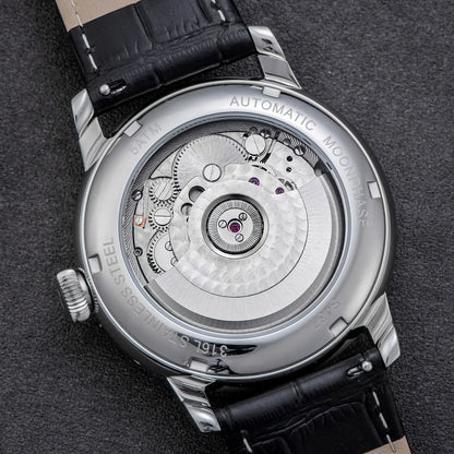 Sugess Moonphase Men’s Automatic Mechanical Watch — 40MM Stainless Steel with Seagull ST2528 Movement and Blue Sandstone Dial