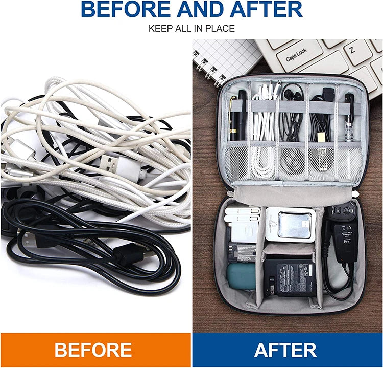 Portable Digital Storage Bag – Waterproof USB Cable Organizer Pouch for Electronics & Accessories