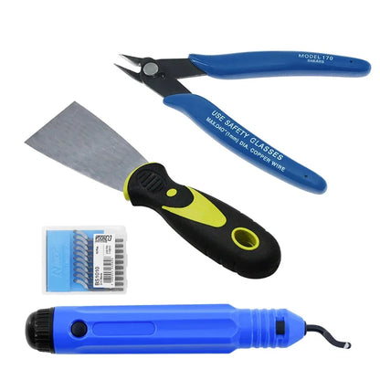 3D Printer Tool Kit – Electronic Wire Pliers, Trimming Knife, Scraper, Deburring Cutter & Tweezers Set