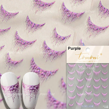 5D Gold Stamped Nail Art Stickers - Silver Sun Stars Snake Chinese Style Self-Adhesive Manicure Decals