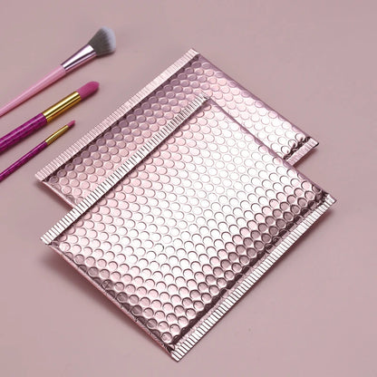 10PCS Rose Gold Metallic Bubble Mailers – Foil Padded Shipping Envelopes, Aluminized Gift Packaging Postal Bags