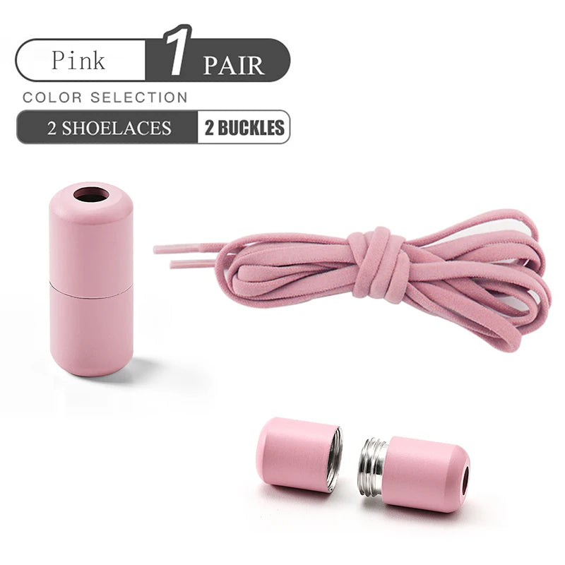 Elastic No Tie Shoelaces - Quick Lock Metal Laces for Kids & Adults Sneakers, Lazy Shoe Strings