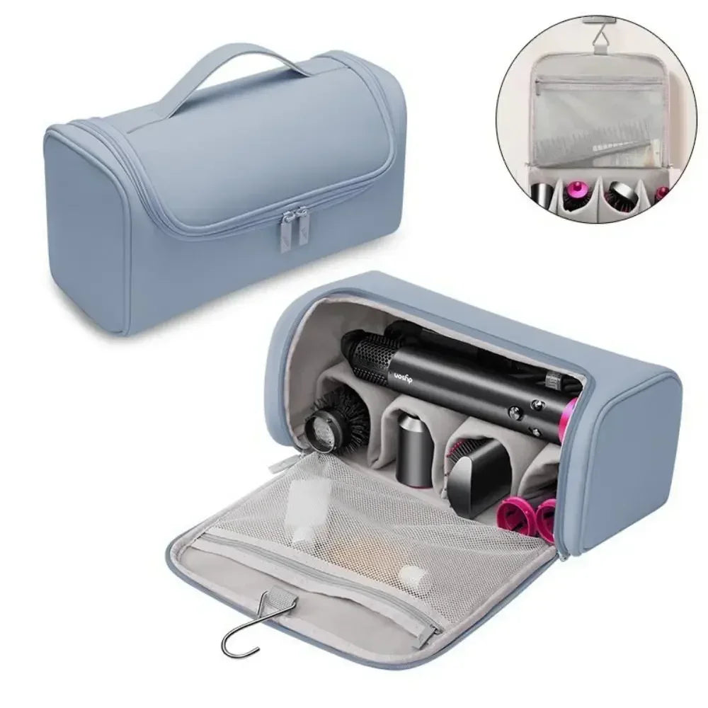 Portable Hanging Hair Dryer Case – Waterproof Non-Slip Storage Bag with Hideable Hook & Large Capacity for Hair Tools
