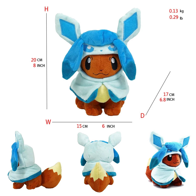 Eevee Evolution Plush Toy Set – Umbreon, Espeon, Jolteon, Flareon, Glaceon, Vaporeon, Sylveon, Leafeon Soft Stuffed Cartoon Collectibles