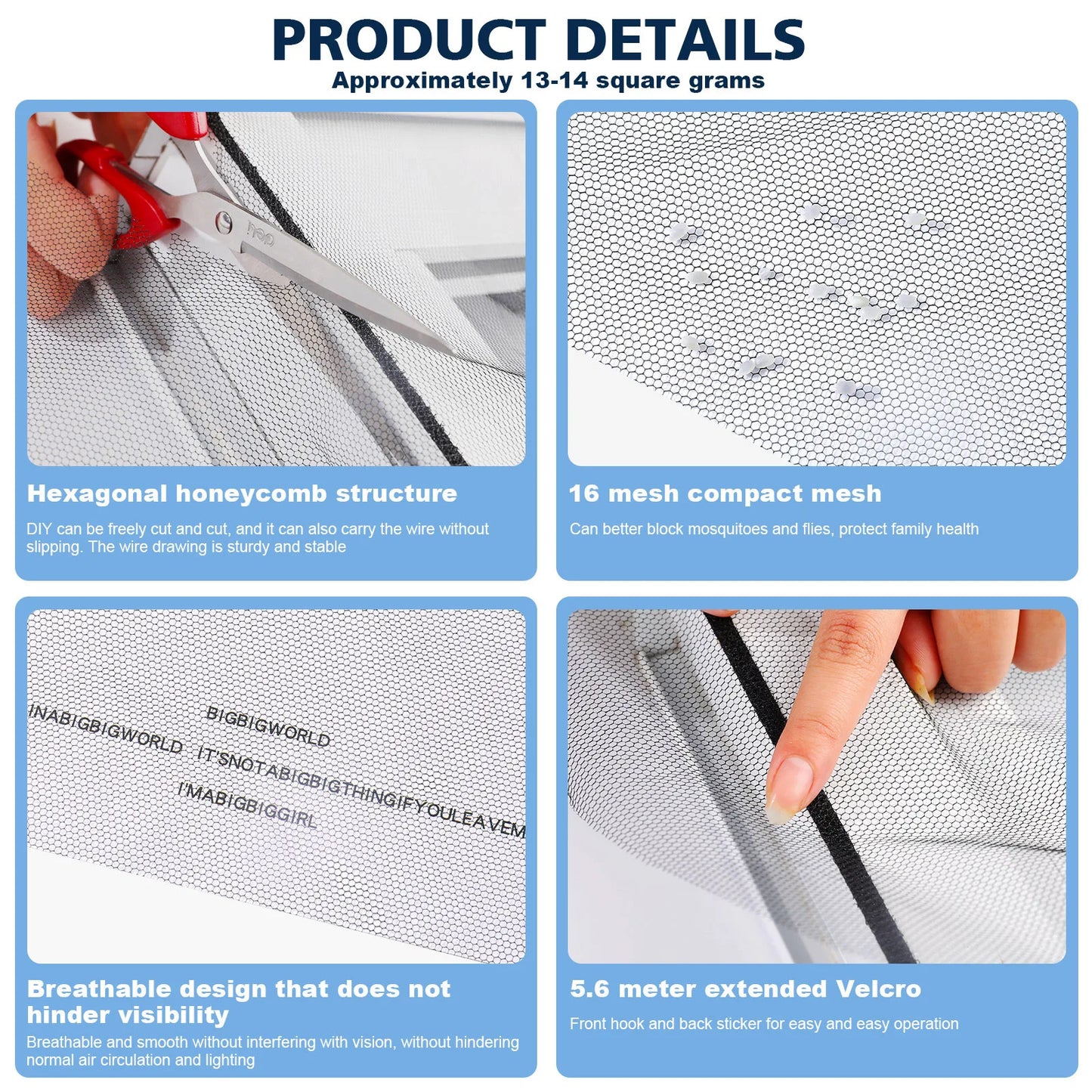 Anti-Fly Mosquito Net Window Screen Mesh - Adhesive Insect Flying Bug Net Curtains for Kitchen Windows - Home Protector
