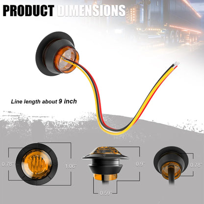 10PCS Strobe LED Side Marker Lights – 12-24V Clearance Indicator for Cars, Trucks, Trailers & RVs