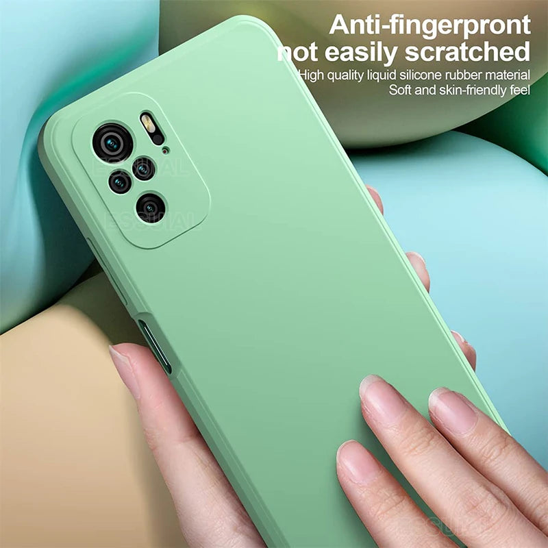 Square Liquid Silicone Phone Case for Xiaomi Redmi Note 10 Pro Max / 10S / 10T 5G Soft Shockproof Protective Cover