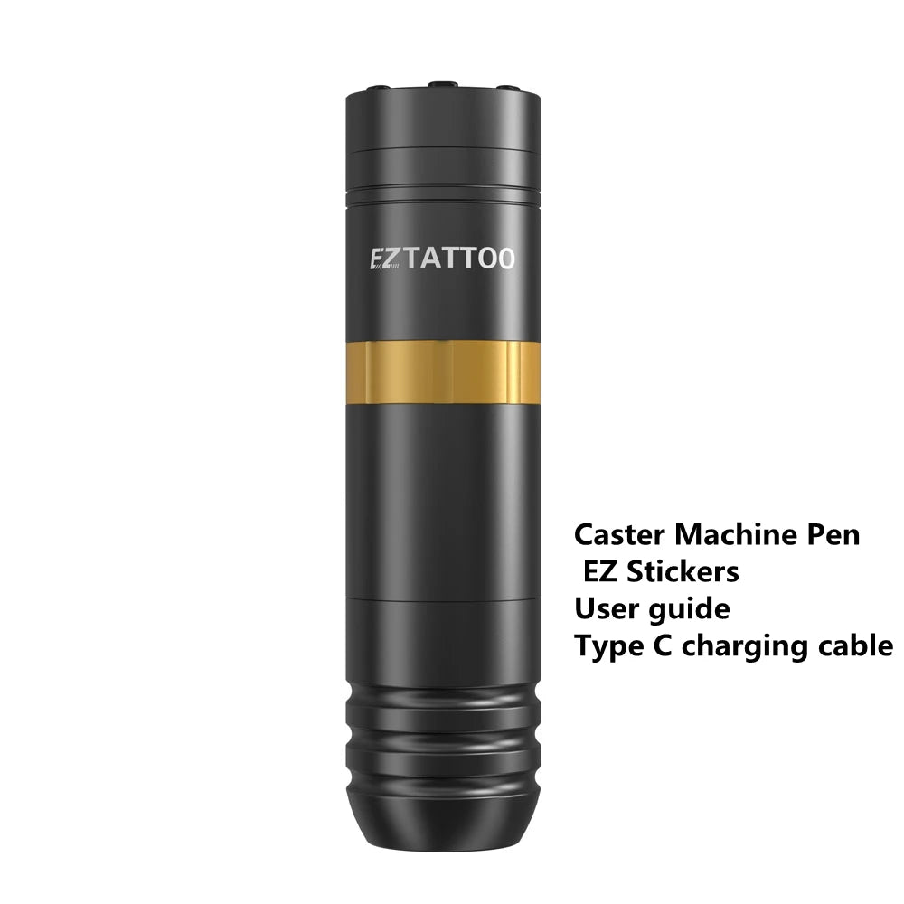 EZ Caster Wireless Rotary Tattoo Machine Pen – Battery Powered with 1500mAh Portable Power Pack and LED Display
