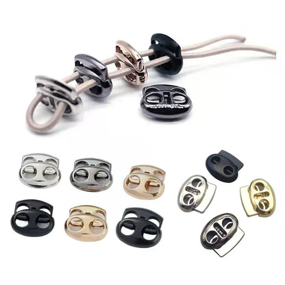10PCS Twin Hole Metal Cord Lock Set – 4–5.5mm Drawstring Stoppers for Shoelaces & Sportswear Accessories
