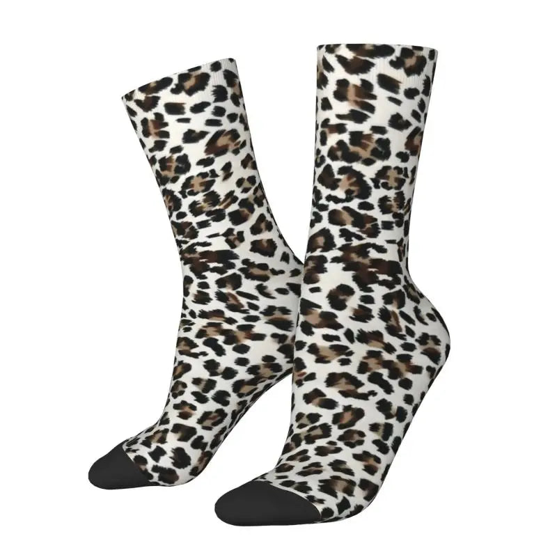 Custom Funny Leopard Print Socks – 3D Animal Cheetah Pattern Warm Sports Socks for Men & Women