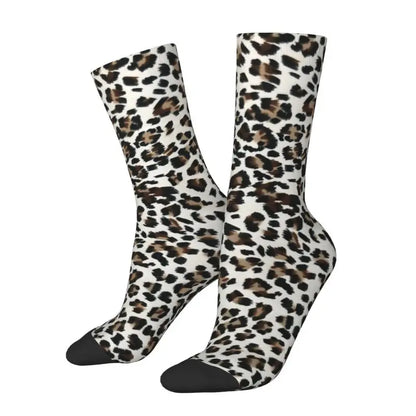 Custom Funny Leopard Print Socks – 3D Animal Cheetah Pattern Warm Sports Socks for Men & Women