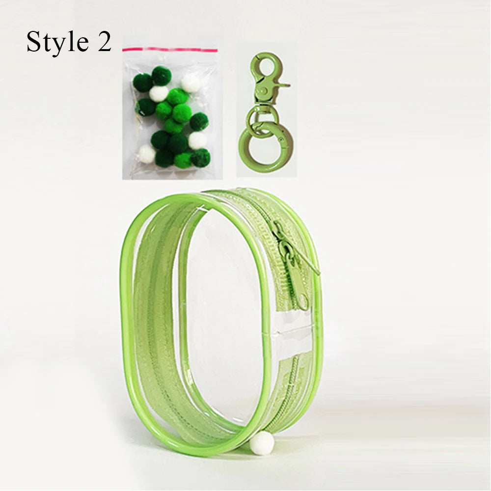 Transparent Jewelry Organizer Box – Plastic Storage Pouch with Keychain, Dustproof Case, Cute Doll Bag for Accessories