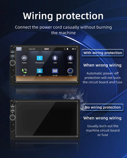 HIPPBQCC 7" 1DIN Car Radio MP5 Multimedia Player – Touchscreen FM ISO Power Aux Input Bluetooth USB Mirror Link Autoradio